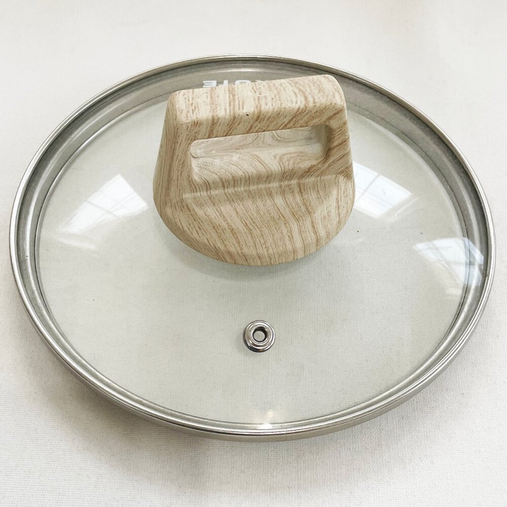 CAROTE Glass Lid Only 6.3” Plastic Woodgrain Handle Vent Replacement 1.5 qt Pan